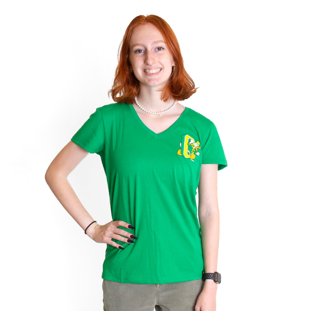 DTO, McKenzie SewOn, Green, V-Neck, Polyester Blend, Women, 2023, Full Color, T-Shirt, 746028